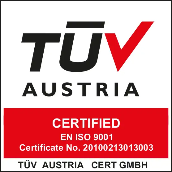 TüV Austria, Certificato EN ISO 9001, Certificato n. 20100213013003, TüV Austria Cert GmbH